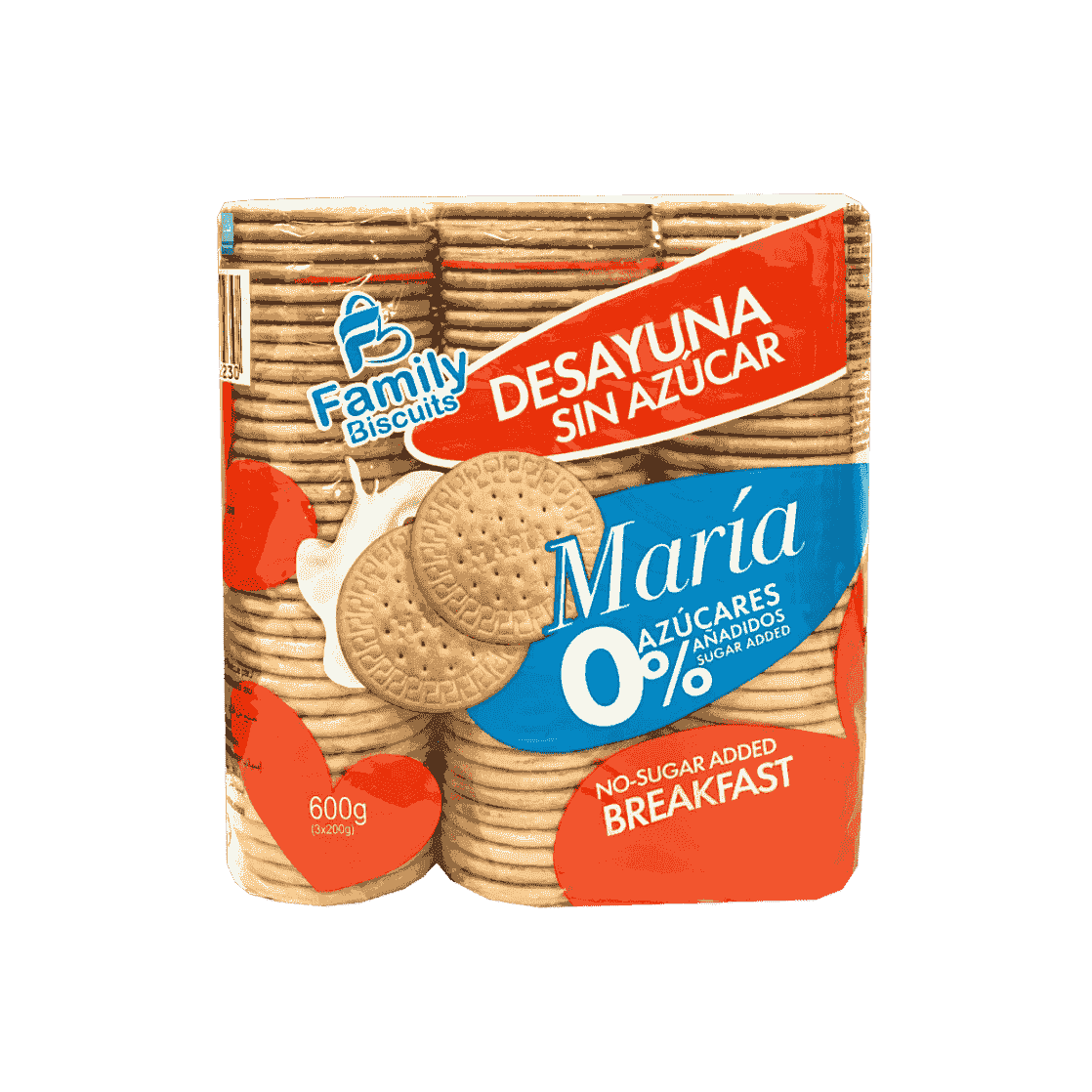 ფემილი ბისკვიტი-უშაქრო ორცხობილა "მარია" 600გ (3X200გ)