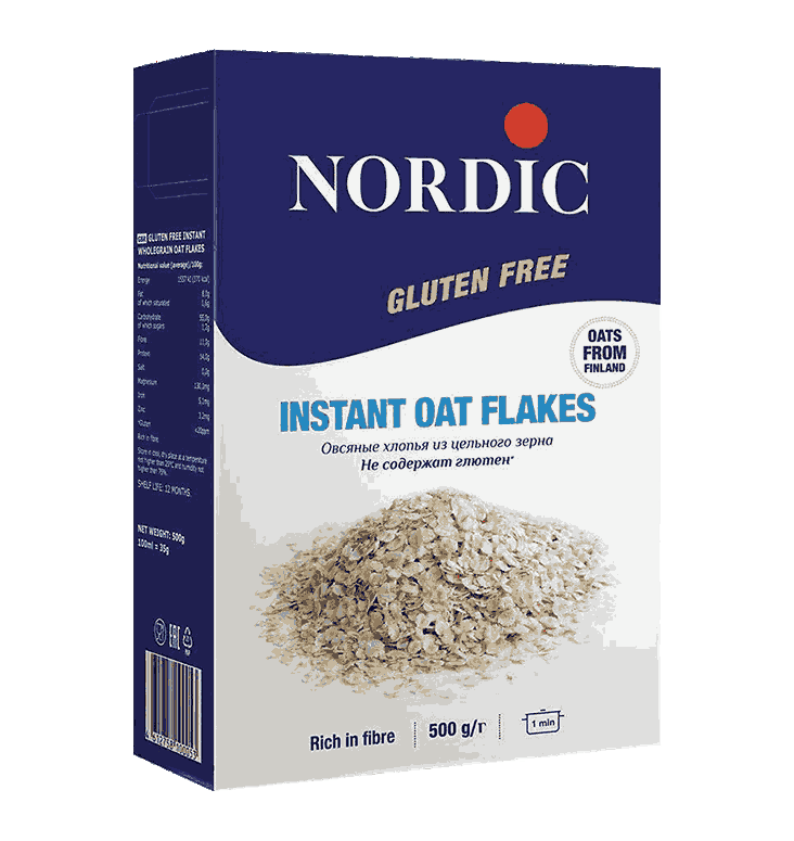 0053 სწრაფი მომზადების შვრიის ფაფა გლუტენის გარეშე ,, ნორდიკი