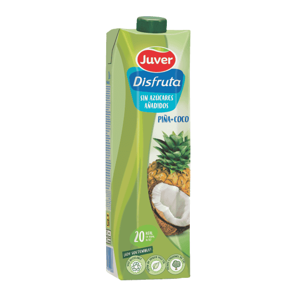 JUVER-DISFRUTA PINEAPPLE AND COCONUT JUICE, SUGAR AND GLUTEN FREE 1L