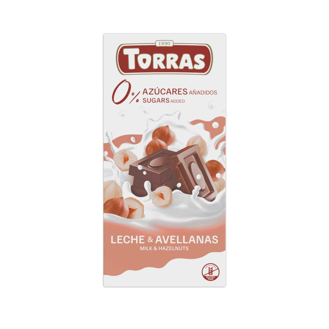 TORRAS-MILK CHOCOLATE BAR WITH HAZELNUT, GLUTEN AND SUGAR FREE 75G