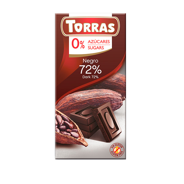 ტორასი-კლასიკი შოკოლადი შავი 72% კაკაო უგლუტენო,უშაქრო,ვეგანური 75გ