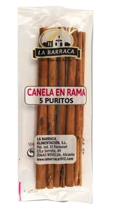 BLISTER 5 STICKS 30 G BARRACA CINNAMON - CASSIA