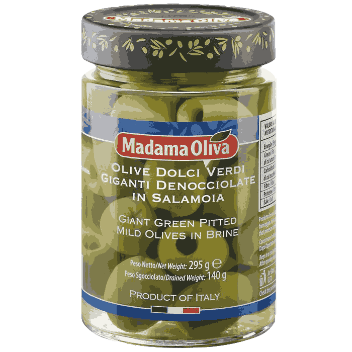 მადამა ოლივა-ზეთისხილი მწვანე უკურკო მარილწყალში. 300 გ