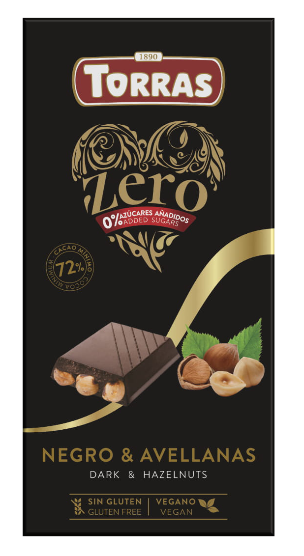 ZERO s/f Dark Chocol 72% cococa with hazelnuts