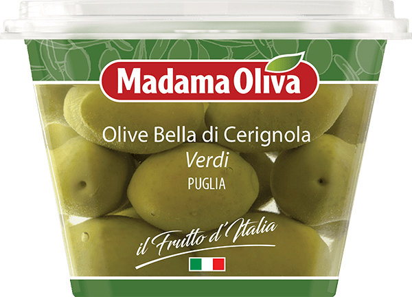 MADAMA OLIVA-GREEN CERIGNOLA OLIVES 250G