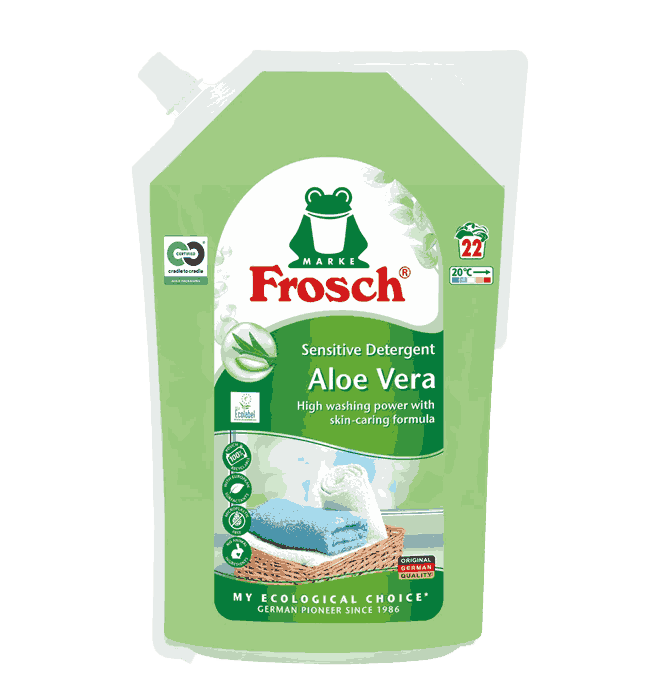 ფროში-თხევადი სარეცხი საშუალება ფერ. ქსოვილ.- ალოე-ვერა, 1.5 ლ (ფოუჩი)