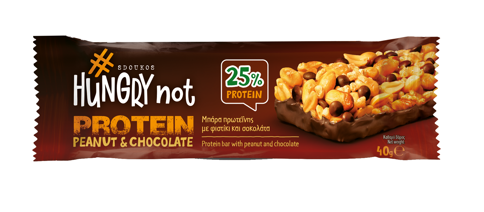 HUNGRY NOT PROTEIN BAR WITH PEANUTS & CHOCOLATE  1609 (4x409)