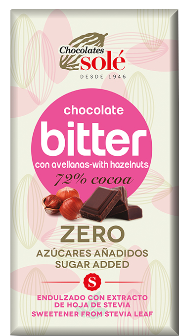 Bitter 72% stevia avellana 100g - Sole