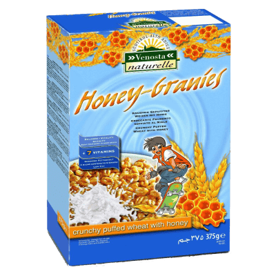 ვენოსტა-ხრაშუნა ხორბლის ფანტელი თაფლით 375გ