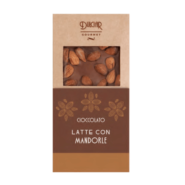 DULCIAR-MILK CHOCOLATE BAR WITH ALMONDS, GLUTEN FREE 100G