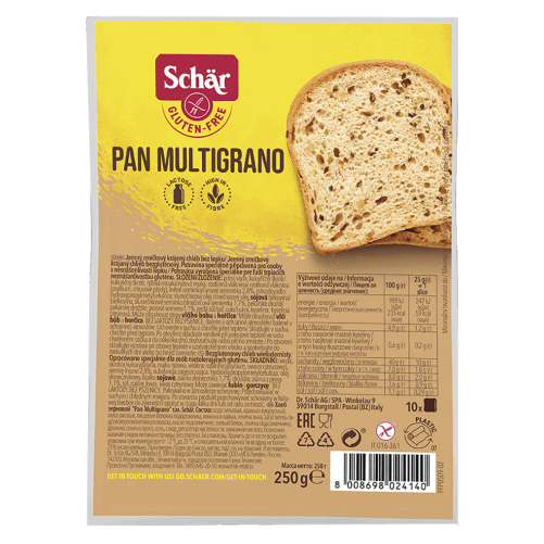 DR.SCHAR-PAN MULTIGRANO WHITE BREAD WITH MULTIGRAIN SEEDS,GLUTEN FREE 250G