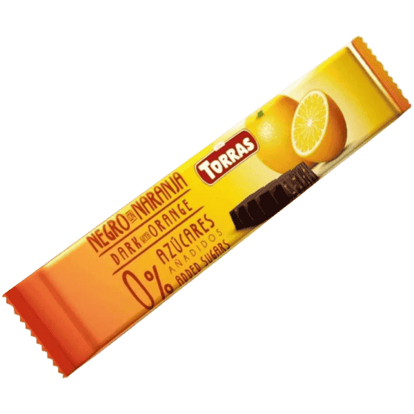 TORRAS-DARK CHOCOLATE BAR WITH WITH ORANGE AND STEVIA, VEGAN, SUGAR AND GLUTEN FREE 35g