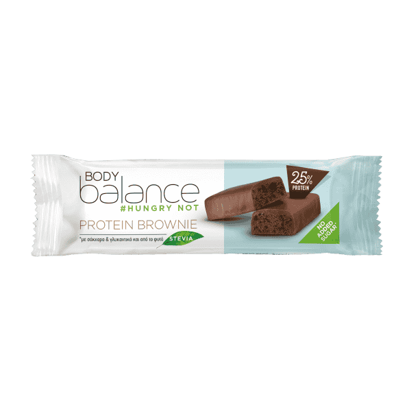 HUNGRY NOT BODY BALANCE PROTEIN COOKIE BAR-BROWNIE, with sugars & sweeteners and from the plant stev