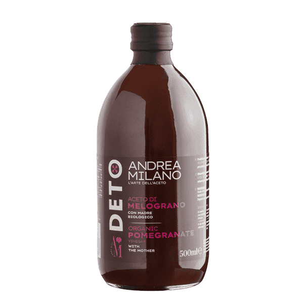 Andrea Milano-Vinegar with Pomegr. Mother. Bio, unfiltered, gluten free. 500 ml