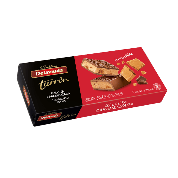 DELAVIUDA-CHOCOLATE TURRON WITH CARAMELISED BISCUIT 200G