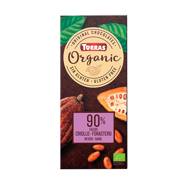ტორასი-ბიო შოკოლადი შავი 90% კაკაო უგლუტენო,უშაქრო,ვეგანური.100გ