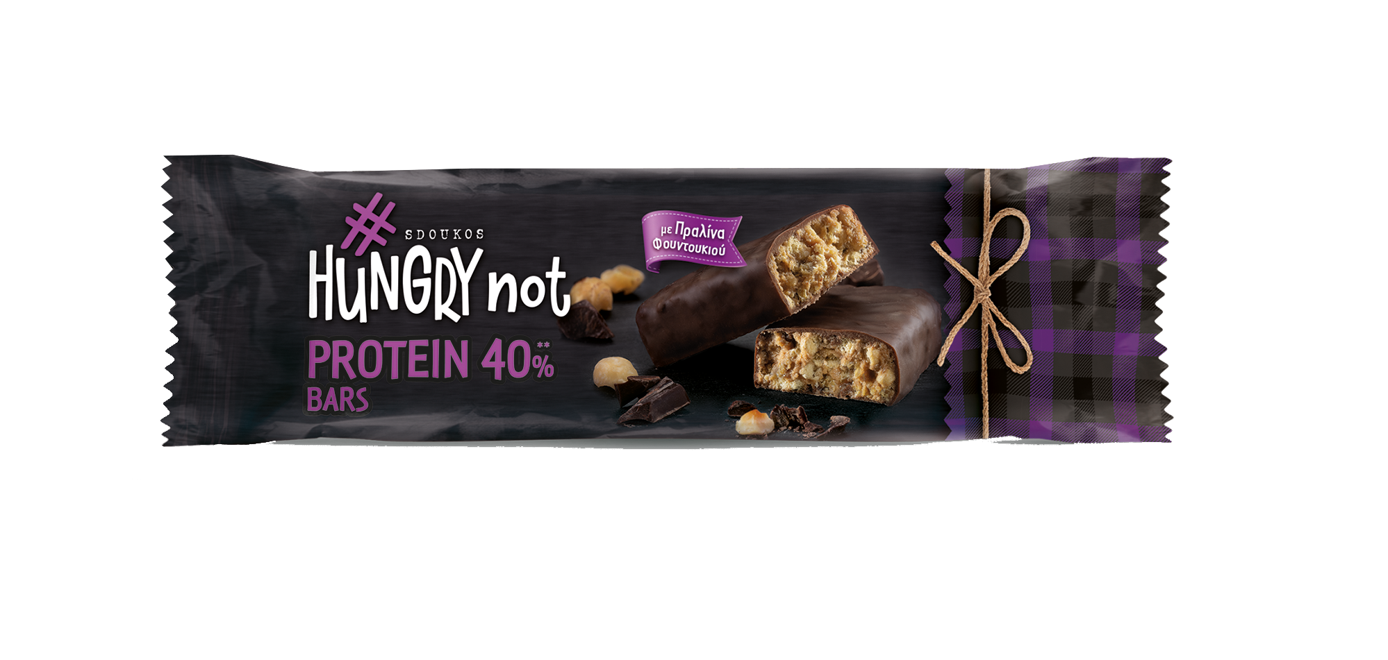 HUNGRY NOT HIGH PROTEIN BAR WITH CHOCOLATE & HAZELNUT PRALINE  1359 (3x459)