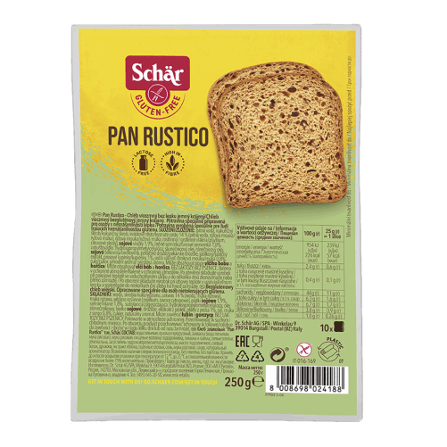 DR.SCHAR-PAN RUSTICO BREAD WITH MULTIGRAIN AND SEEDS,GLUTEN FREE 250G