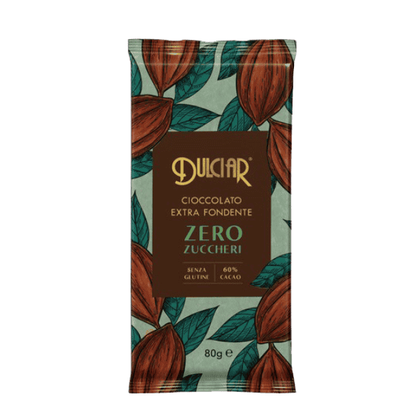 დულჩიარი-შავი შოკოლადი უშაქრო 60% კაკაო, უგლუტენო 80გ