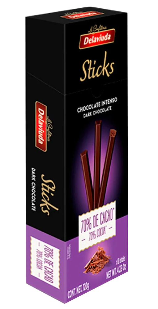 STICKS 70% DARK CHOCOLATE 120G