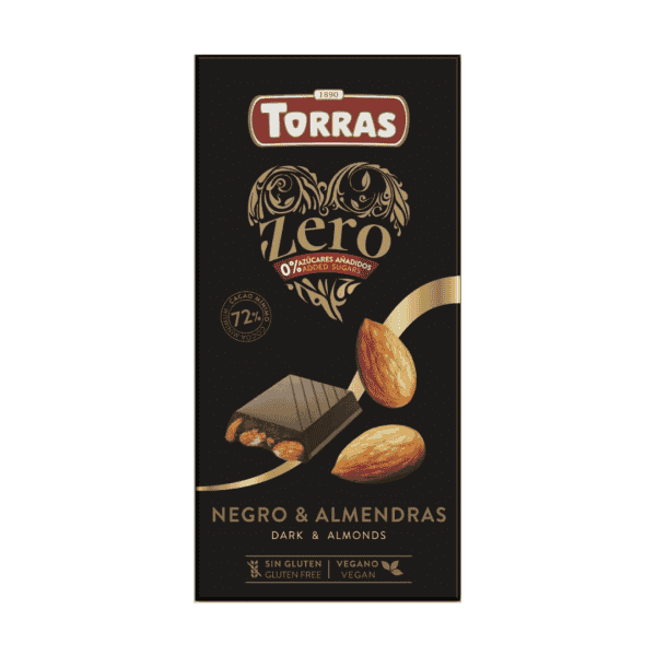 ZERO s/f Dark chocol 72% cocoa with almonds 150 g