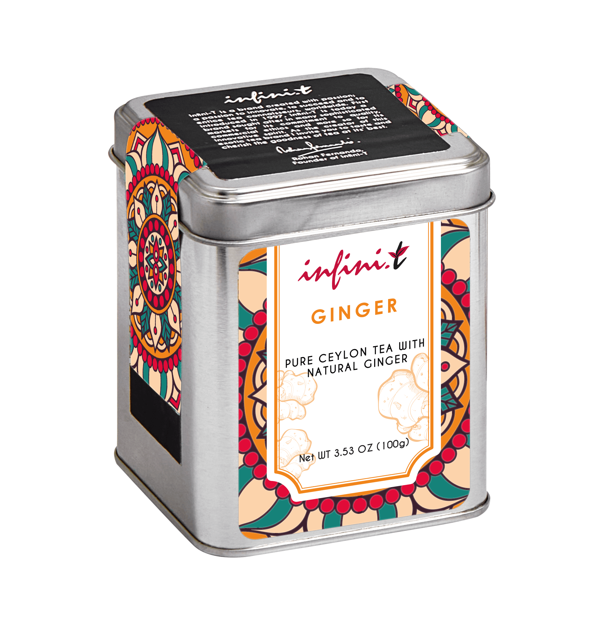 13760 Infini-T Black tea Ginger 100g loose tea tin