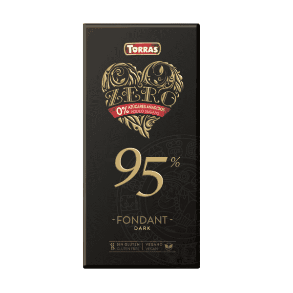 TORRAS-DARK CHOCOLATE BAR 95%COCOA, VEGAN, GLUTEN AND SUGAR FREE 100G