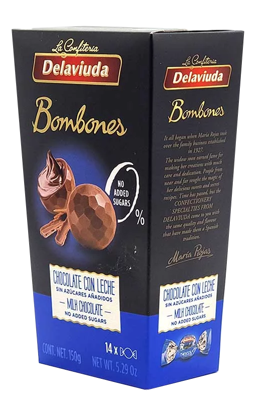 დელავიუდა-ბომბონერი რძიანი შოკოლადის უშაქრო  150გ