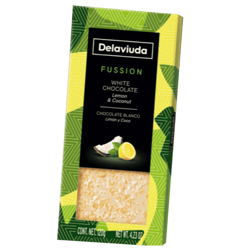 DELAVIUDA-WHITE CHOCOLATE WITH LEMON AND COCONUT 120G