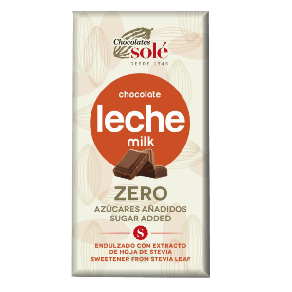 SOLE-MILK CHOCOLATE WITH STEVIA, GLUTEN AND SUGAR FREE 100G