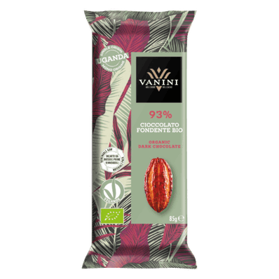 VANINI-dark chocolate bar 93% organic, vegan, gluten-free 85g.