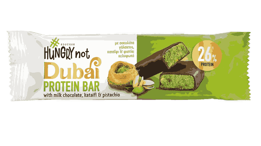 SDOUKOS-DUBAI PROTEIN BAR WITH MILK CHOCOLATE, KATAIFI AND PISTACHIO 45G