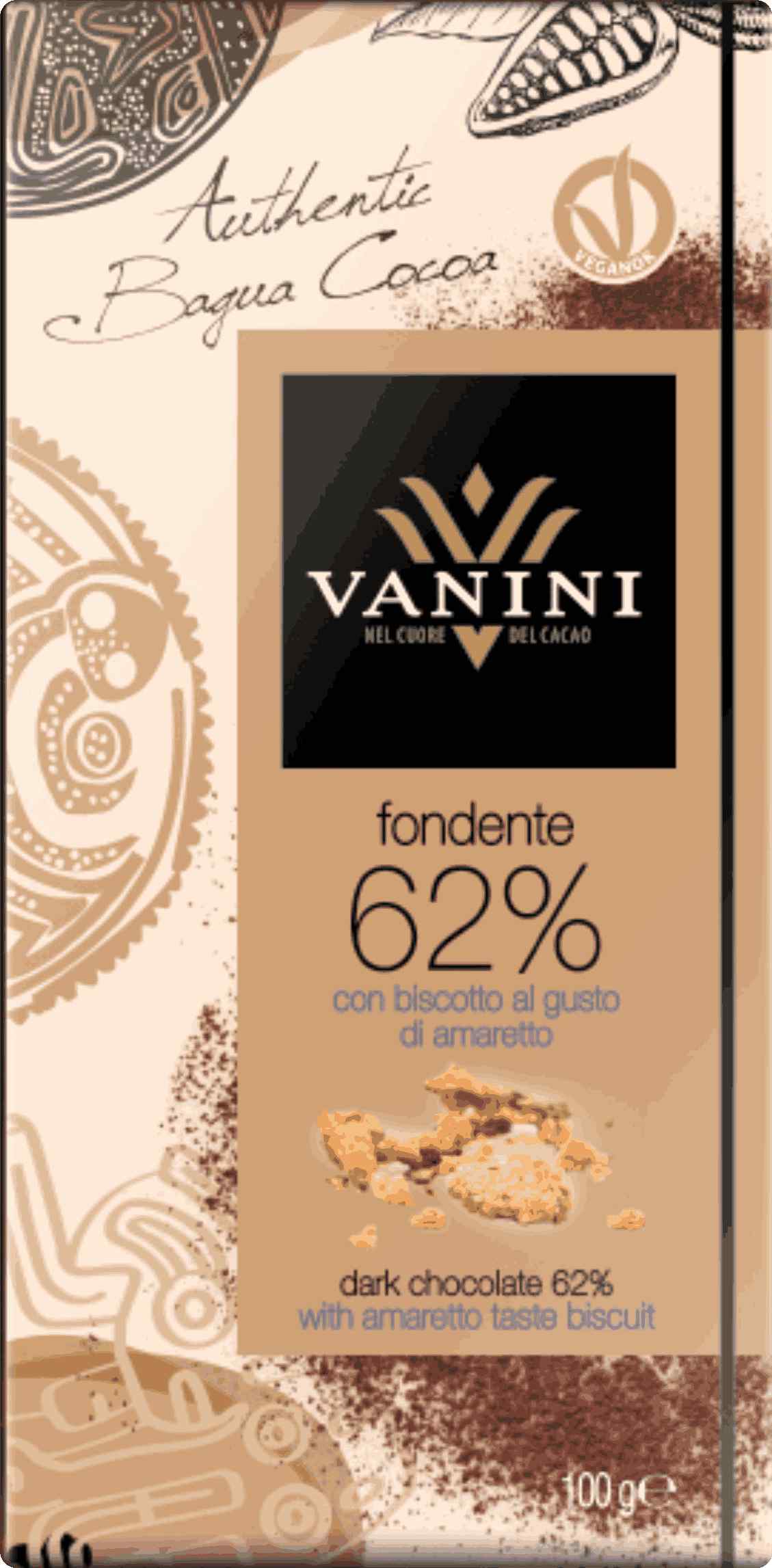 შავი შოკოლადის ფილა 62% 100გრ.