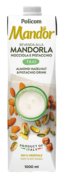 POLICOM-ALMOND MILK WITH HAZELNUT AND PISTACHIO, VEGAN,GLUTEN AND LACTOSE FREE 1L