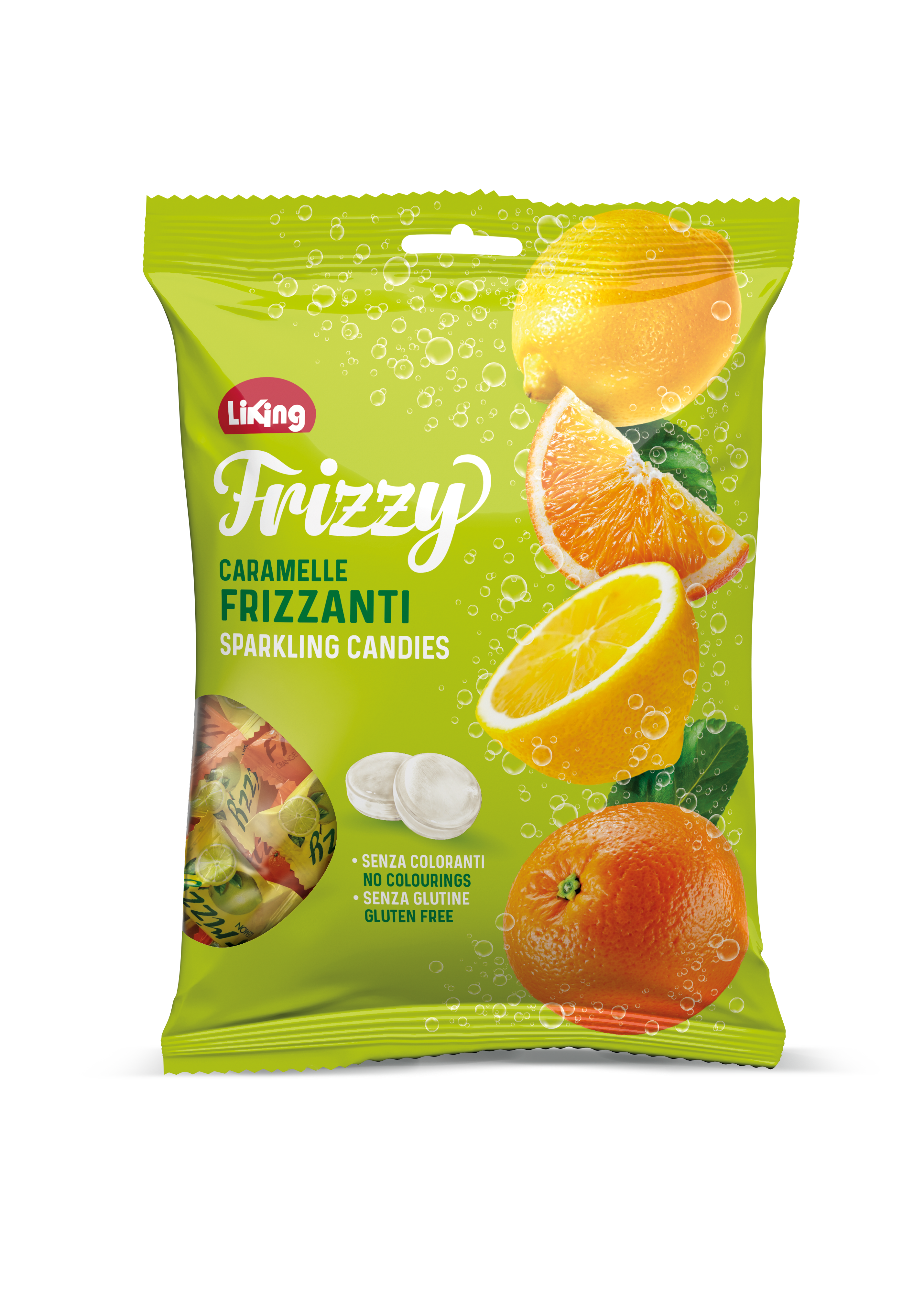LIKING-CANDIES FRIZZY WITH ORANGE AND LEMON, GLUTEN FREE 150G