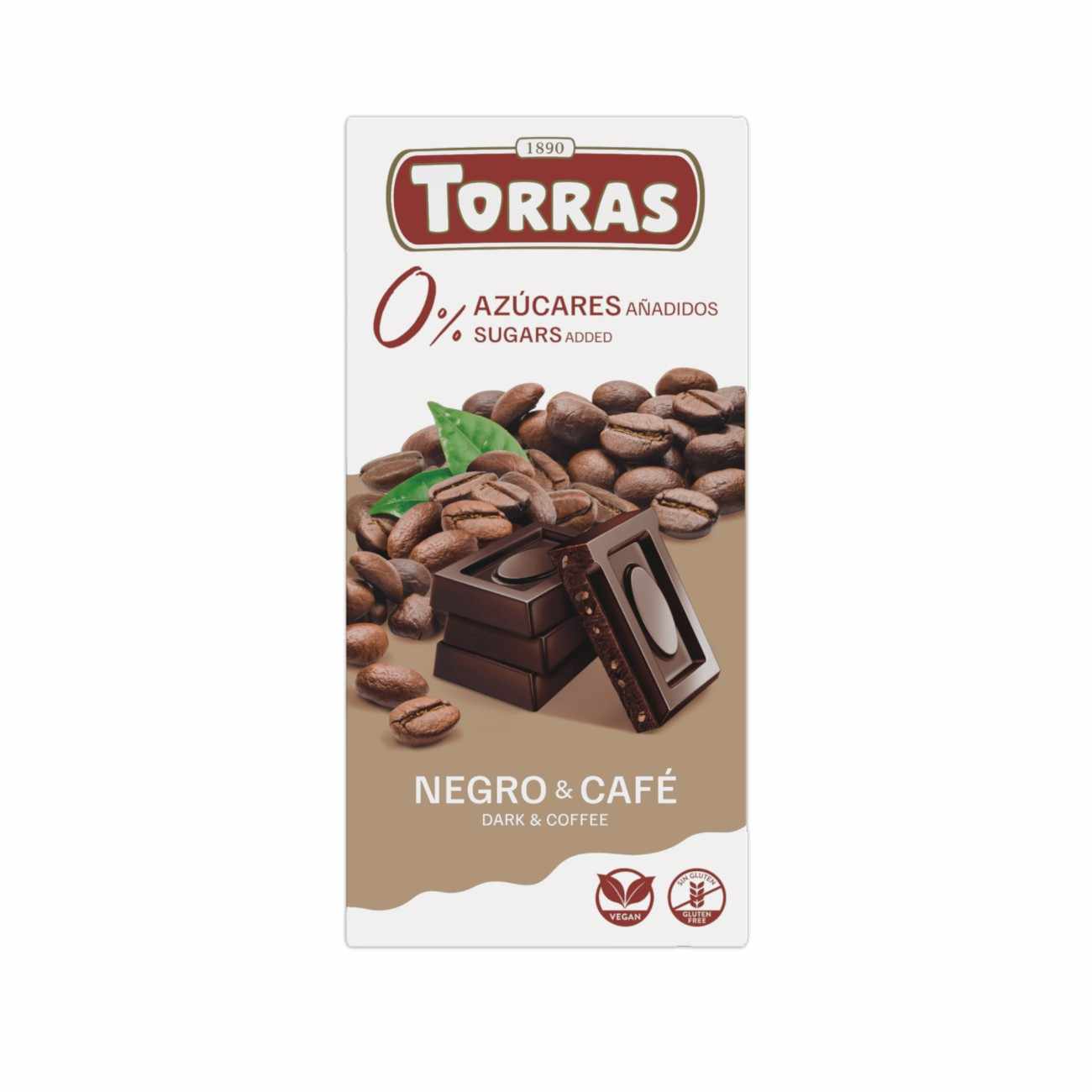 TORRAS-CLASSIC CHOC. BLACK COFFEE GLUTEN-FREE, SUGAR-FREE, VEGAN 75G
