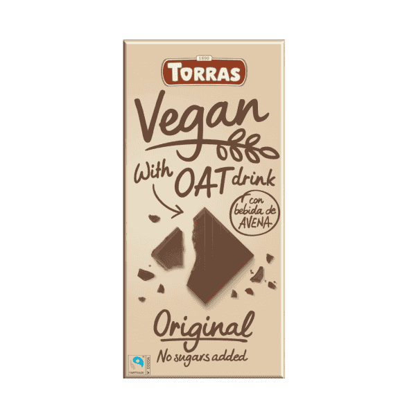 TORRAS-CHOCOLATE BAR WITH WITH OAT EXTRACT AND HAZELNUT PASTE, VEGAN, SUGAR AND GLUTEN FREE 100g