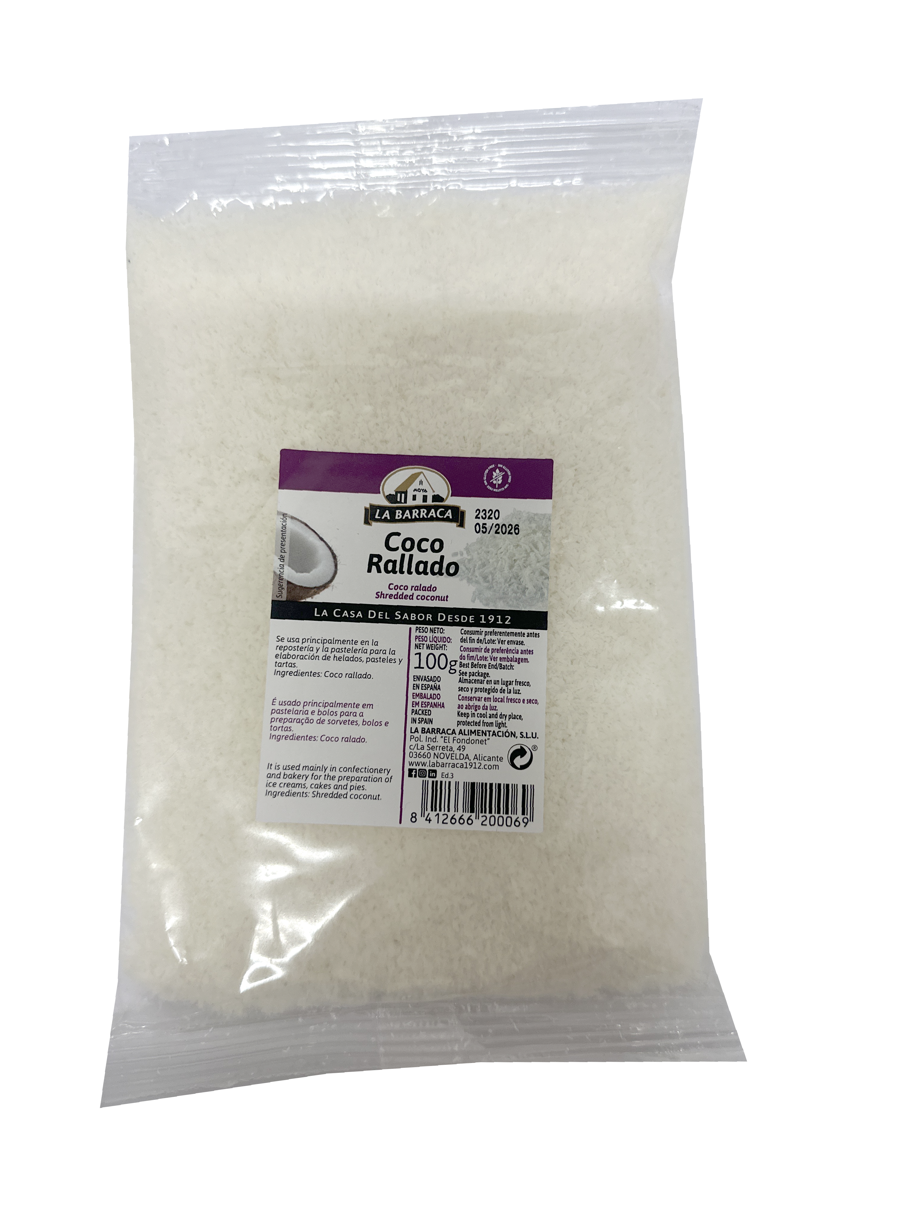 BAG 100 G BARRACA SHREDDED COCONUT