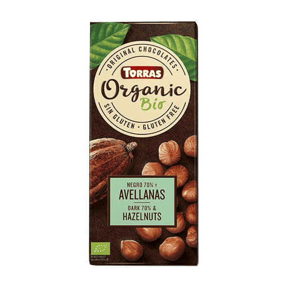 Organic Dark chocolate 70% cocoa&hazelnuts 100g