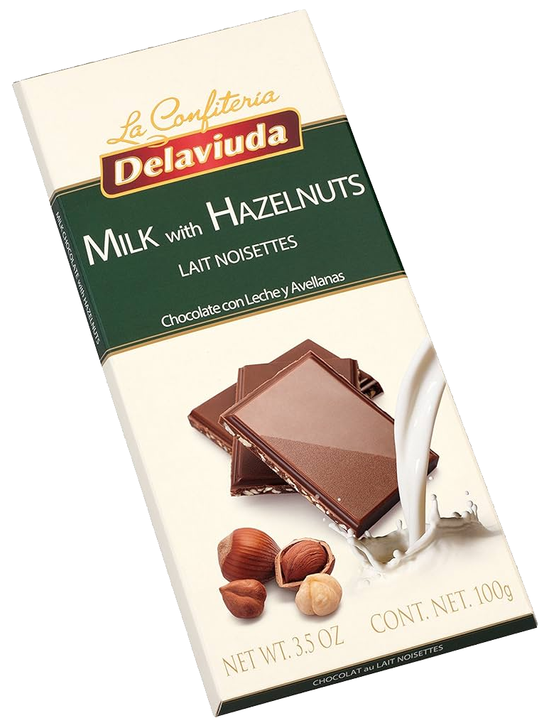 DELAVIUDA-MILK CHOCOLATE WITH HAZELNUTS 120G