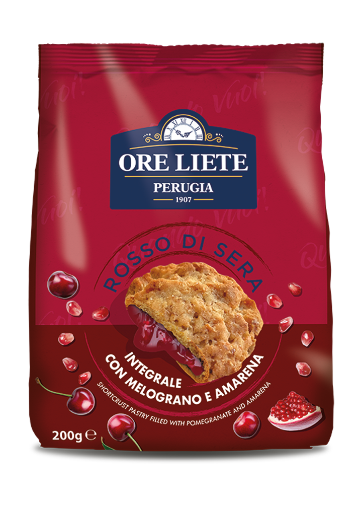 ore liete biscotti ripieni integrali con melograno e amarena 200 g