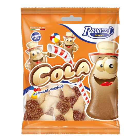 RAVAZZI-GUMMY CANDIES COLA BOTTLE, SUGARED COCA-COLA FLAVOUR, 90G